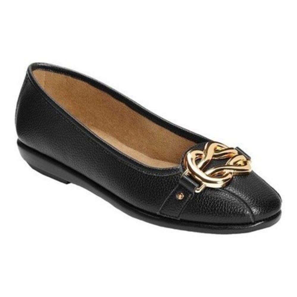 Aerosoles Big Bet Bold Hardware Stitch N Turn Ballet Flats Women's 9 Black